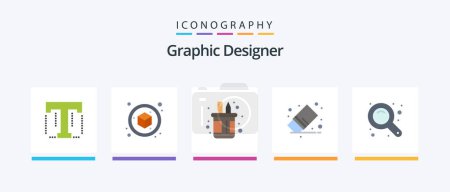 Téléchargez les illustrations : Graphic Designer Flat 5 Icon Pack Including stationery. remove. box. eraser. pot. Creative Icons Design - en licence libre de droit