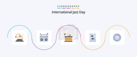 Ilustración de International Jazz Day Flat 5 Icon Pack Including cd. music. instrument. disc. music - Imagen libre de derechos