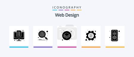 Ilustración de Web Design Glyph 5 Icon Pack Including programming. cog. virus. coding. layer. Creative Icons Design - Imagen libre de derechos