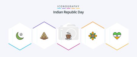 Illustration for Indian Republic Day 25 FilledLine icon pack including decoration. celebrate. laddu. indian. cup - Royalty Free Image