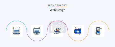 Ilustración de Web Design Line Filled Flat 5 Icon Pack Including edit tools. mobile. box. design. photo - Imagen libre de derechos