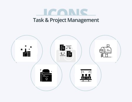 Ilustración de Task And Project Management Glyph Icon Pack 5 Icon Design. . transfer . user. files . like - Imagen libre de derechos