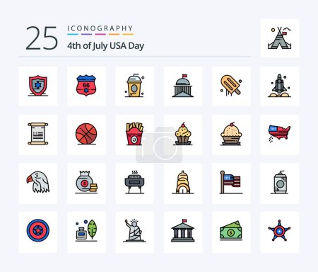 Illustration for Usa 25 Line Filled icon pack including icecream. ireland. cole. green. city - Royalty Free Image