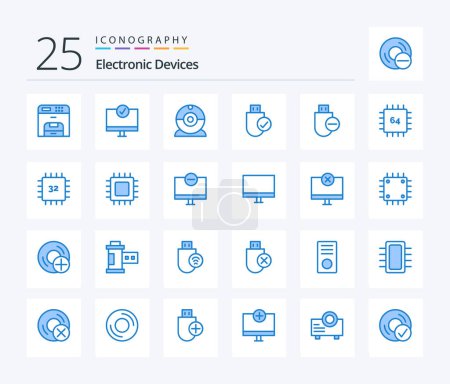 Ilustración de Devices 25 Blue Color icon pack including computers. hardware. hardware. devices. computers - Imagen libre de derechos
