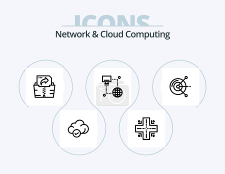 Illustration for Network And Cloud Computing Line Icon Pack 5 Icon Design. . technology. computing. location. technology - Royalty Free Image