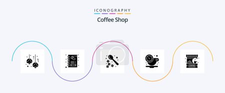Téléchargez les illustrations : Coffee Shop Glyph 5 Icon Pack Including bar. rest. shop. coffee. spoon - en licence libre de droit