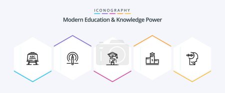 Photo for Modern Education And Knowledge Power 25 Line icon pack including brian . education. mouse. first place. pedestal - Royalty Free Image
