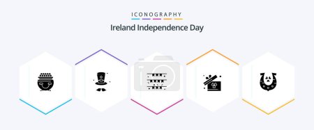 Ilustración de Ireland Independence Day 25 Glyph icon pack including golden. ireland. banner. box. irish - Imagen libre de derechos