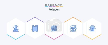 Illustration for Pollution 25 Blue icon pack including trash. garbage. pollution. environment. radioactive - Royalty Free Image
