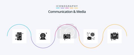 Ilustración de Communication And Media Glyph 5 Icon Pack Including world. global. camera. chat. picture - Imagen libre de derechos
