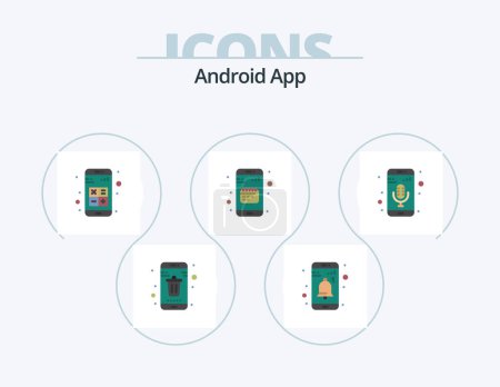 Illustration for Android App Flat Icon Pack 5 Icon Design. date. app. user. agenda. calculator - Royalty Free Image