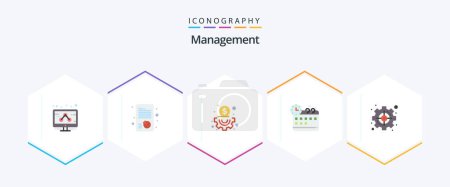 Ilustración de Management 25 Flat icon pack including target. set. content. management. time - Imagen libre de derechos