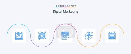 Ilustración de Digital Marketing Blue 5 Icon Pack Including rating. marketing. data. market. circle - Imagen libre de derechos