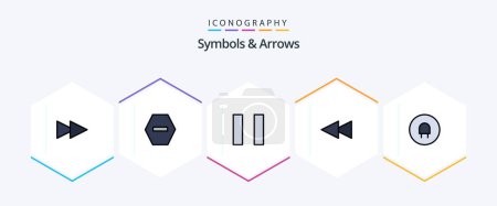 Ilustración de Symbols and Arrows 25 FilledLine icon pack including . charge. - Imagen libre de derechos