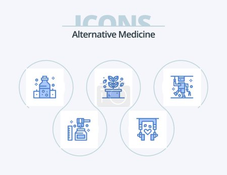 Illustration for Alternative Medicine Blue Icon Pack 5 Icon Design. hospital. spa. healthcare. plant. herb - Royalty Free Image