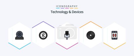 Illustration for Devices 25 FilledLine icon pack including cellphone. laptop. network. hardware. devices - Royalty Free Image