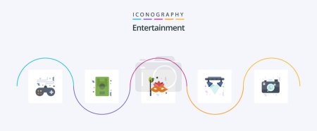 Illustration for Entertainment Flat 5 Icon Pack Including light. disco. soccer. circus. carnival - Royalty Free Image