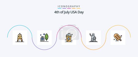 Illustration for Usa Line Filled Flat 5 Icon Pack Including icecream. statue. cole. of. landmarks - Royalty Free Image
