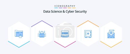 Illustration for Data Science And Cyber Security 25 Blue icon pack including bug. security. secure. locker. security - Royalty Free Image