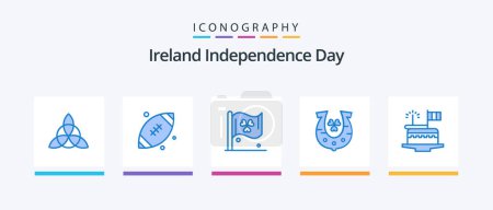 Illustration for Ireland Independence Day Blue 5 Icon Pack Including festival. celebrate. sign. cake. horseshoe. Creative Icons Design - Royalty Free Image