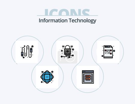 Illustration for Information Technology Line Filled Icon Pack 5 Icon Design. internet. hosting. security. cloud. phone - Royalty Free Image