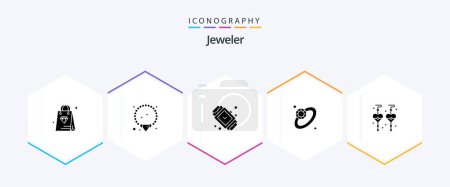 Illustration for Jewellery 25 Glyph icon pack including . dangling earrings. fashion. custom earrings. jewelry - Royalty Free Image