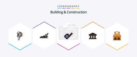 Illustration for Building And Construction 25 FilledLine icon pack including building. finance. trovel. courthouse. tool - Royalty Free Image