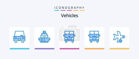 Téléchargez les illustrations : Vehicles Blue 5 Icon Pack Including van. transport. transportation. vehicles. outline. Creative Icons Design - en licence libre de droit