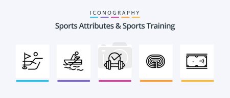 Téléchargez les illustrations : Sports Atributes And Sports Training Line 5 Icon Pack Including wrestling. boxing. snowboard. volleyball. goalpost. Creative Icons Design - en licence libre de droit