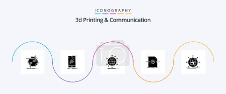 Ilustración de 3d Printing And Communication Glyph 5 Icon Pack Including file. 3d. smartphone. web. net - Imagen libre de derechos