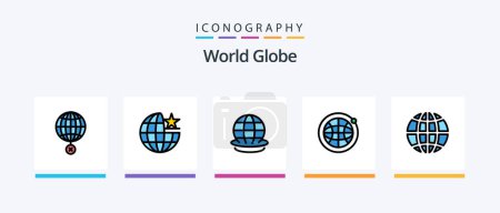 Ilustración de Globe Line Filled 5 Icon Pack Including geography. world. setting. globe. stare. Creative Icons Design - Imagen libre de derechos