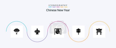Illustration for Chinese New Year Glyph 5 Icon Pack Including newyear. new. newyear. chinese. chinese - Royalty Free Image
