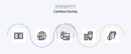 Téléchargez les illustrations : Cashless Society Line 5 Icon Pack Including qr. code. payment. society. cashless - en licence libre de droit