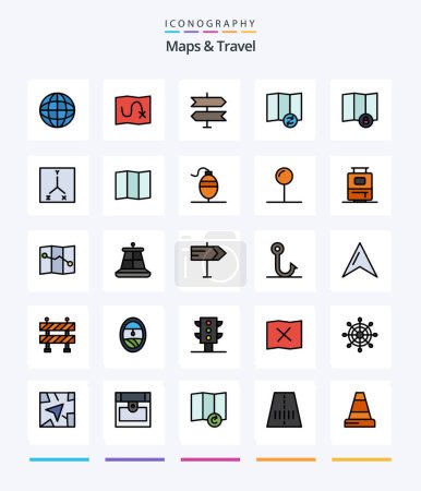 Illustration for Creative Maps & Travel 25 Line FIlled icon pack  Such As location. location. map. coordinates. lock - Royalty Free Image