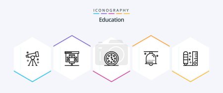 Illustration for Education 25 Line icon pack including notification. bell. statistics. alarm. time - Royalty Free Image