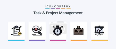 Ilustración de Task And Project Management Line Filled 5 Icon Pack Including business . open. monitor . mail . server. Creative Icons Design - Imagen libre de derechos