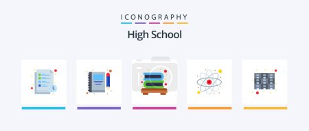 Illustration for High School Flat 5 Icon Pack Including drawer. study. write. research. atom. Creative Icons Design - Royalty Free Image