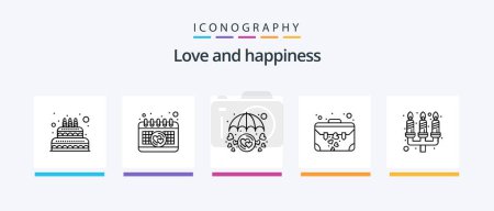 Téléchargez les illustrations : Love Line 5 Icon Pack Including love. environment. letter. candle. love. Creative Icons Design - en licence libre de droit