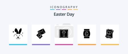Illustration for Easter Glyph 5 Icon Pack Including eggs. passpoet. easter. holiday. bottle. Creative Icons Design - Royalty Free Image