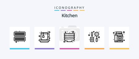Téléchargez les illustrations : Kitchen Line 5 Icon Pack Including plates. kitchen. manual. wash. dish. Creative Icons Design - en licence libre de droit