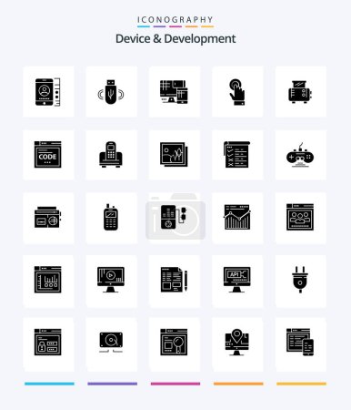 Ilustración de Creative Device And Development 25 Glyph Solid Black icon pack  Such As toast machine. technology. computer. interface. toch - Imagen libre de derechos