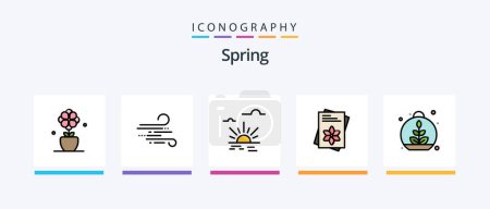Téléchargez les illustrations : Spring Line Filled 5 Icon Pack Including anemone. nature. blow. flower. flora. Creative Icons Design - en licence libre de droit