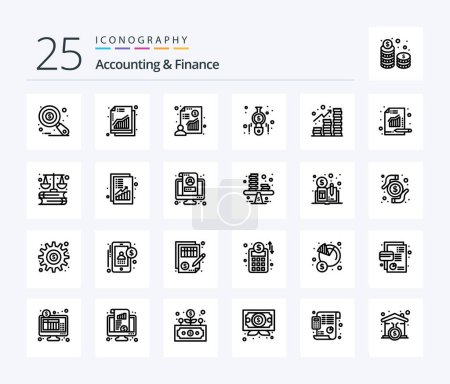 Illustration for Accounting And Finance 25 Line icon pack including profit. finance. chart. calculator. accounting - Royalty Free Image
