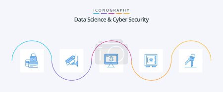 Ilustración de Data Science And Cyber Security Blue 5 Icon Pack Including secure. locker. security. lock. screen - Imagen libre de derechos
