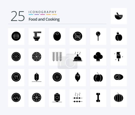 Illustration for Food 25 Solid Glyph icon pack including food. no. filling. food. burgers - Royalty Free Image