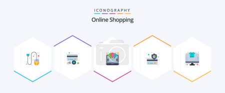 Illustration for Online Shopping 25 Flat icon pack including credit card. percentage. credit. party. discount - Royalty Free Image