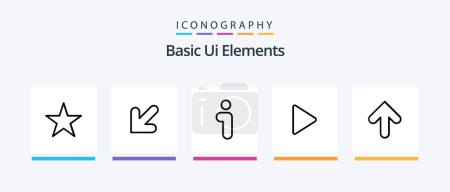 Téléchargez les illustrations : Basic Ui Elements Line 5 Icon Pack Including pin. map. less. video. media. Creative Icons Design - en licence libre de droit