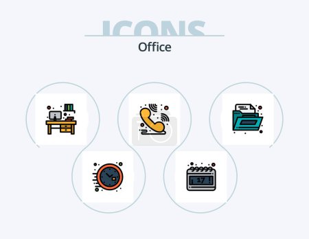 Téléchargez les illustrations : Office Line Filled Icon Pack 5 Icon Design. employee. office. reception. business. tea - en licence libre de droit