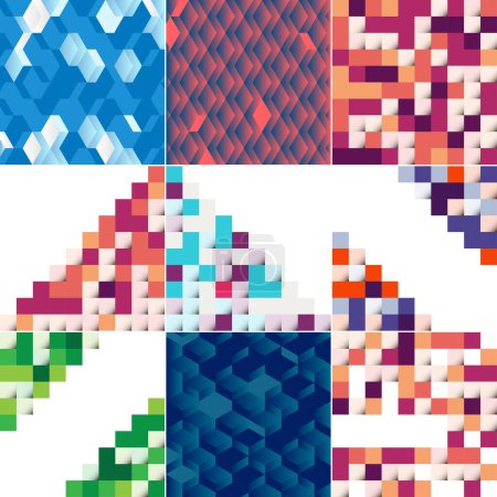 Illustration for Vector background with an illustration of an abstract texture featuring squares suitable for use as a pattern design for banners. posters. flyers; pack of 9 available - Royalty Free Image