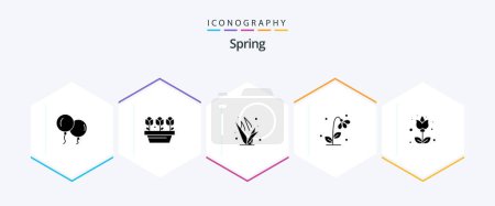 Téléchargez les illustrations : Spring 25 Glyph icon pack including flora. spring. grasses. nature. floral - en licence libre de droit